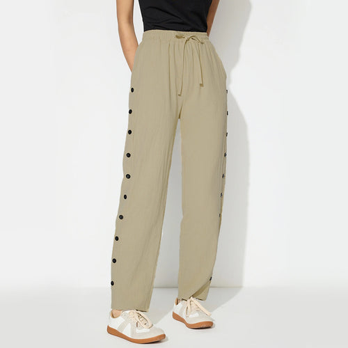 Damen Modische Joggpants mit dekorativen Knopfdetails Drune