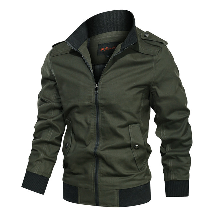 Herren nan leichte Canvas-Urbanjacke im Bomberstil mit hochschließendem Rippenkragen und verdecktem Zwei-Wege-Reißverschluss Drune