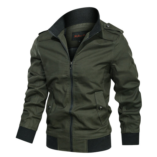 Herren nan leichte Canvas-Urbanjacke im Bomberstil mit hochschließendem Rippenkragen und verdecktem Zwei-Wege-Reißverschluss Drune