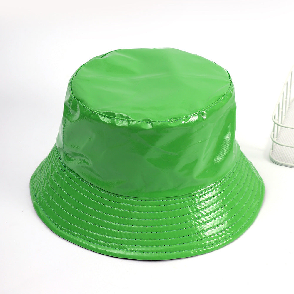 Damen Glänzender Regen-Bucket Hat mit breiter Krempe und wasserdichter Beschichtung Drune