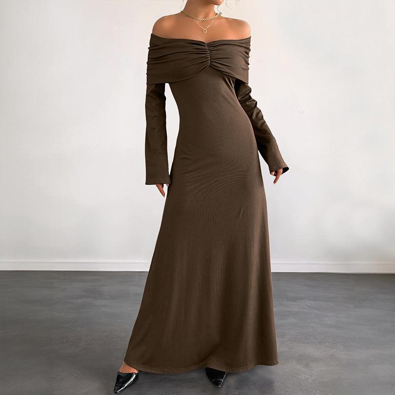 Damen Elegantes Off-Shoulder Maxikleid Drune