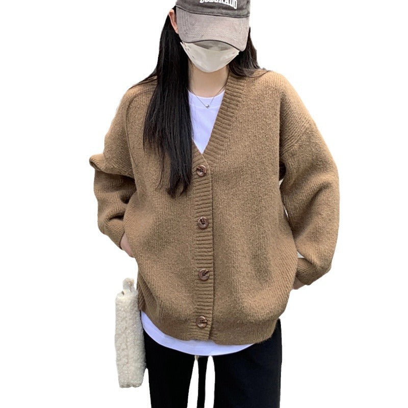 Damen oversized Strickjacke mit großen Knöpfen und lässigem Schnitt Drune
