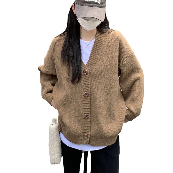 Damen oversized Strickjacke mit großen Knöpfen und lässigem Schnitt Drune