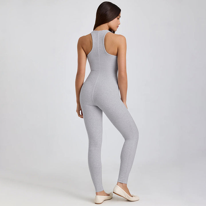 Damen figurbetontes Jumpsuit mit schmalen Trägern und glattem Finish Drune