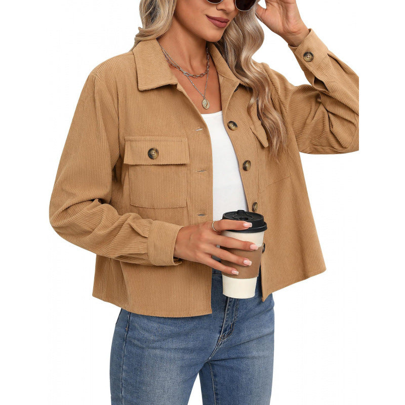 Damen modische Overshirt-Jacke mit strukturiertem Stoff Drune