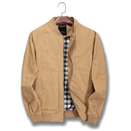 Herren Leichte Canvas‑Bomberjacke mit kariertem Innenfutter und elastischen Bündchen Drune