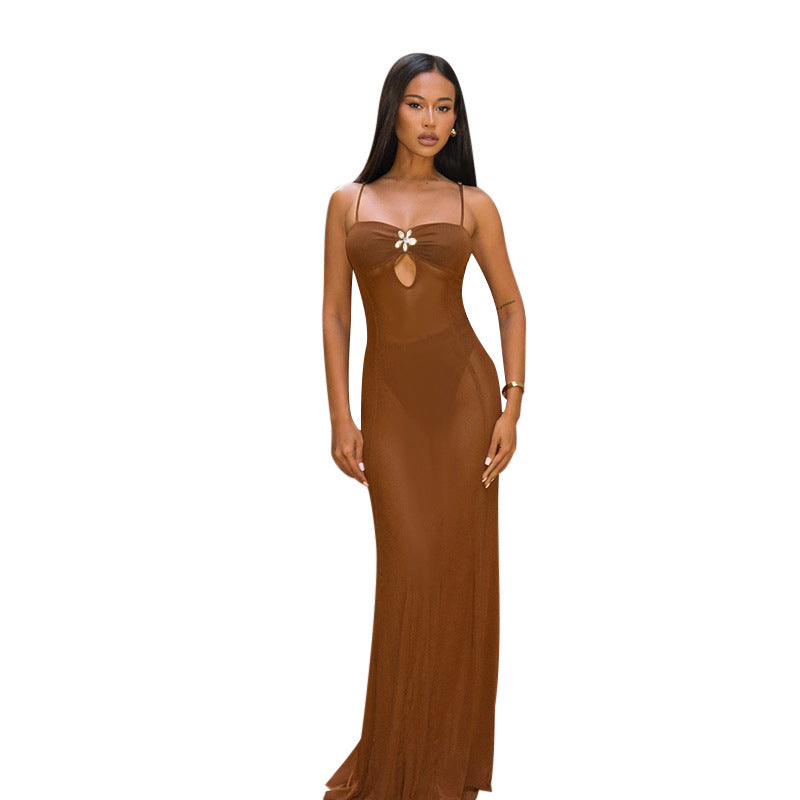 Damen Bikini-Überwurfkleid mit dekorativem Ausschnitt und transparentem Design Drune