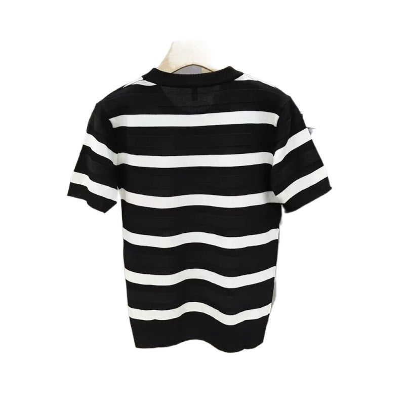 Herren Kurzarm T-Shirt mit modernem Streifenmuster Drune