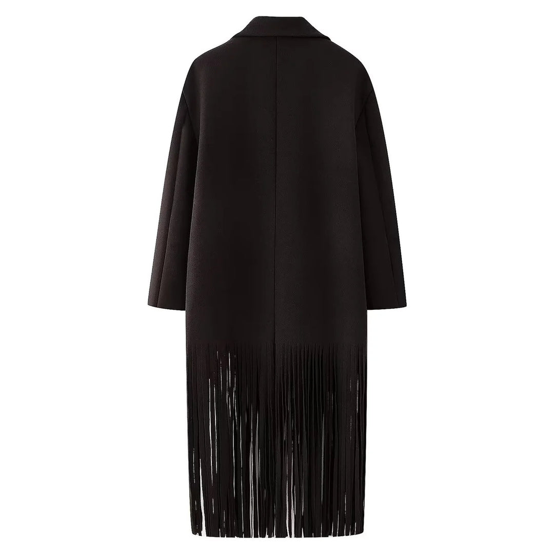 Damen nan oversized Mantelblazer mit Fransen-Saum und kastiger Silhouette Drune