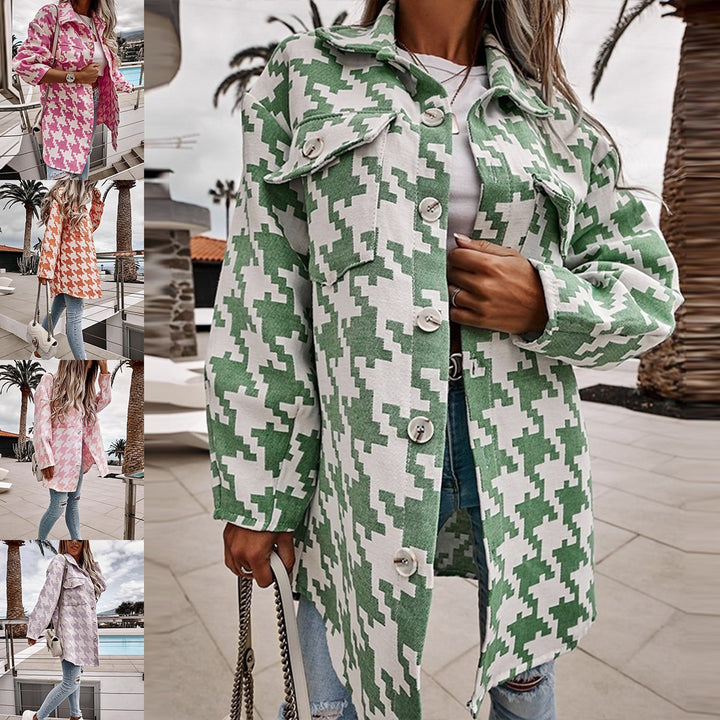 Damen Langarm-Shirtjacke im Chevron-Muster mit praktischen Taschen Drune
