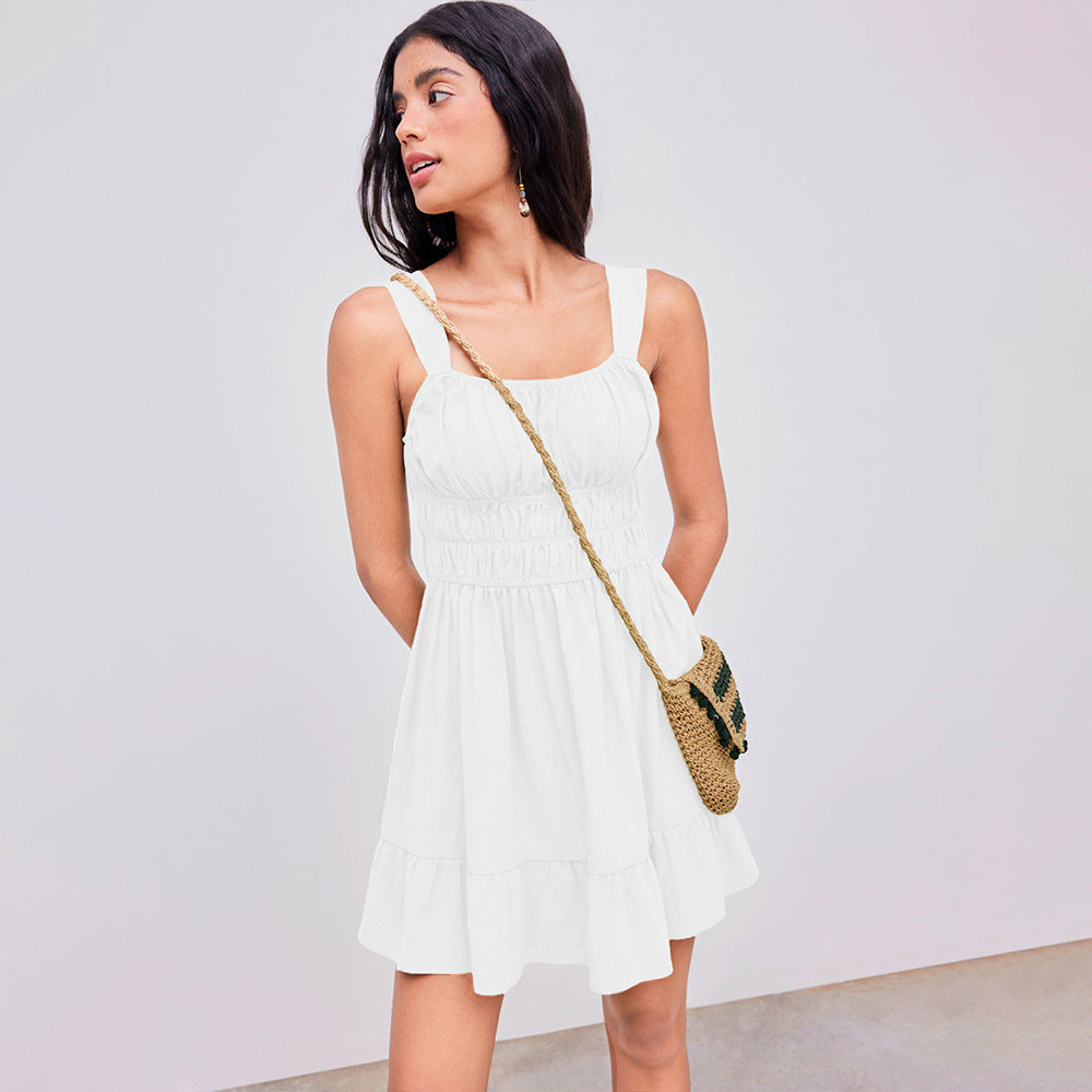Damen Sommerliches Minikleid mit luftigen Rüschendetails und verstellbaren Trägern Drune
