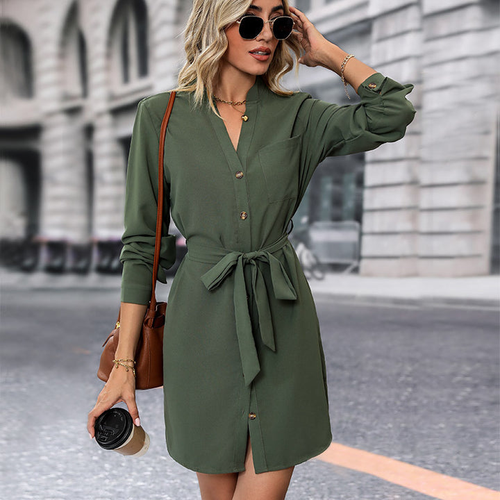 Damen Hemdblusenkleid mit Taillengürtel Drune 1788168858