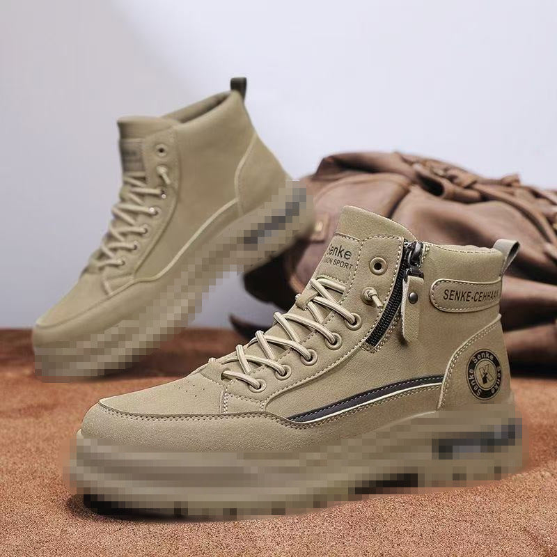 Herren knöchelhohe Sneaker-Boots aus Veloursleder mit Reißverschluss und profilierter Gummisohle Drune