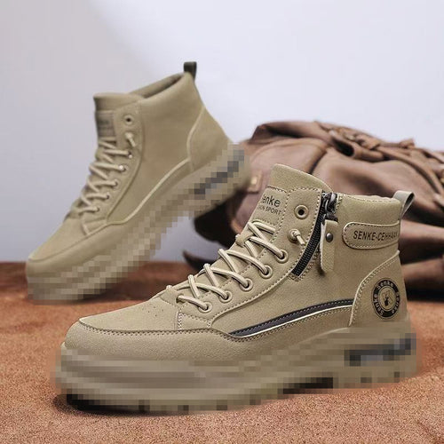 Herren knöchelhohe Sneaker-Boots aus Veloursleder mit Reißverschluss und profilierter Gummisohle Drune