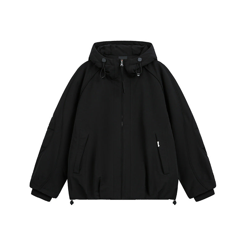 Damen Oversized wattierte Kapuzenjacke mit Raglanärmeln und Kordelzug Drune