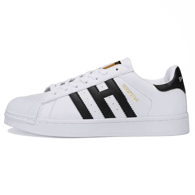 Damen Sportliche Freizeit Sneakers mit Lederoberfläche und rutschfester Sohle Drune
