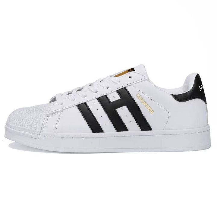 Damen Sportliche Freizeit Sneakers mit Lederoberfläche und rutschfester Sohle Drune
