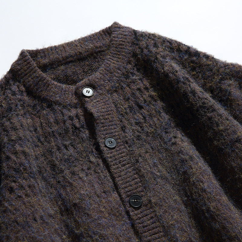 Damen Grobgestrickte Oversize-Cardigan mit Mohair-Optik und Rundhalsausschnitt Drune
