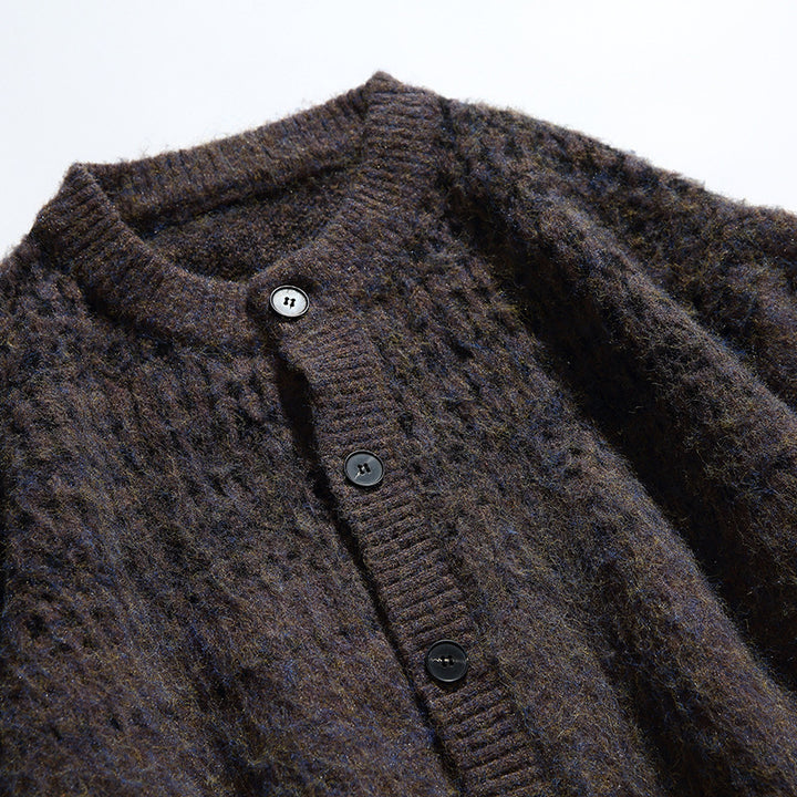 Damen Grobgestrickte Oversize-Cardigan mit Mohair-Optik und Rundhalsausschnitt Drune