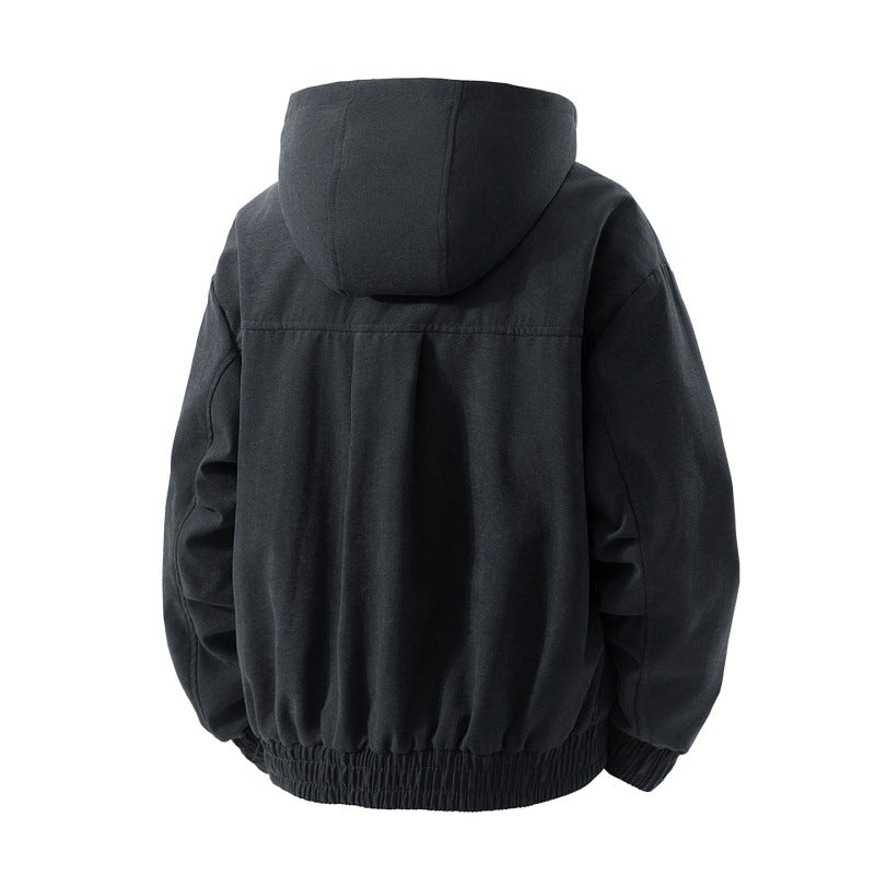 Herren gefütterte Kapuzenjacke mit kariertem Fleece-Innenfutter, elastischem Saum und verdecktem Reißverschluss Drune