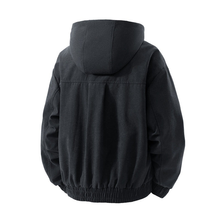 Herren gefütterte Kapuzenjacke mit kariertem Fleece-Innenfutter, elastischem Saum und verdecktem Reißverschluss Drune