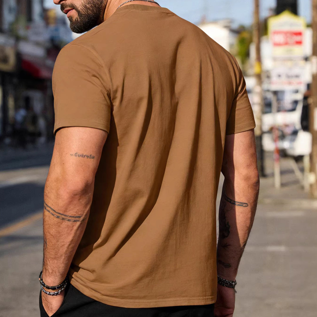 Herren nan körperbetontes hochwertiges Baumwollshirt mit Rundhalsausschnitt Drune