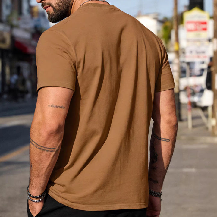 Herren nan körperbetontes hochwertiges Baumwollshirt mit Rundhalsausschnitt Drune