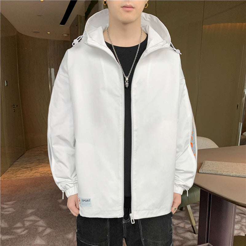 Herren Leichtgewichtige Kapuzenjacke im Oversize-Sportstyle mit Ärmel-Reißverschlüssen Drune