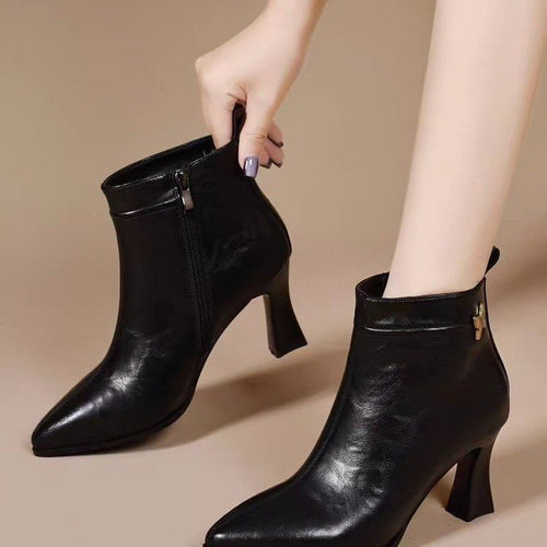 Damen Elegante Stiefeletten mit hohem Absatz und Reißverschluss Drune