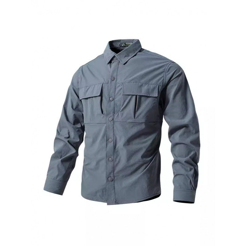 Herren Leichte Hemdenjacke im Utility‑Stil mit aufgesetzten Brustklappen und Knopfleiste Drune