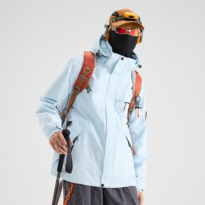 Herren Wasserdichte Outdoor-Softshelljacke mit Kapuze, hohem Stehkragen & Reißverschlusstaschen Drune