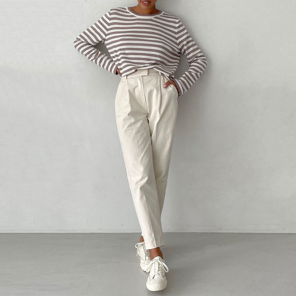 Damen Langarmshirt mit geringelten Muster Drune