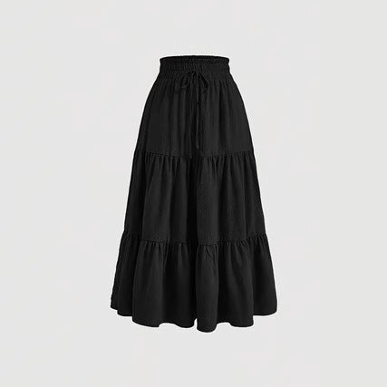 Damen Maxi-Rock mit elastischem Bund und Stufen-Design Drune