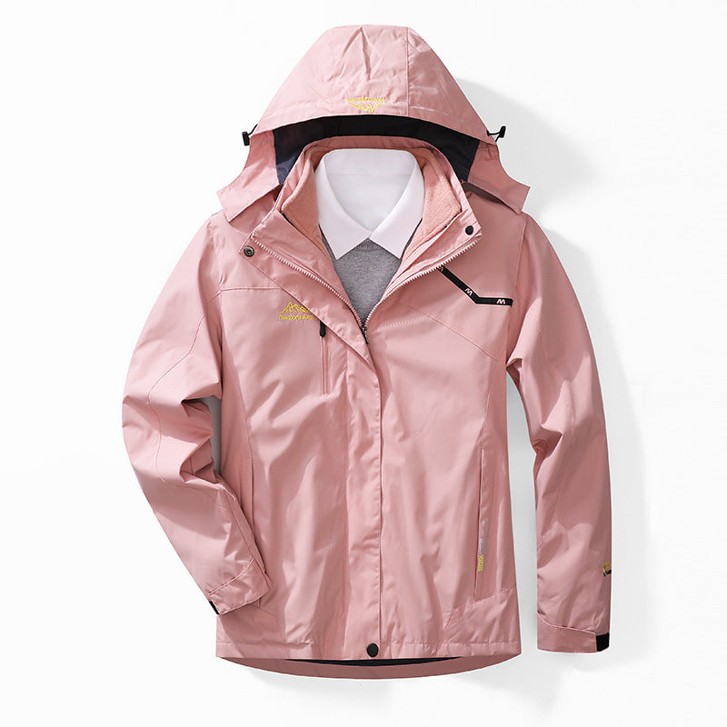 Herren zweilagige wasserdichte Outdoorjacke mit Fleecekragen und Kapuze Drune