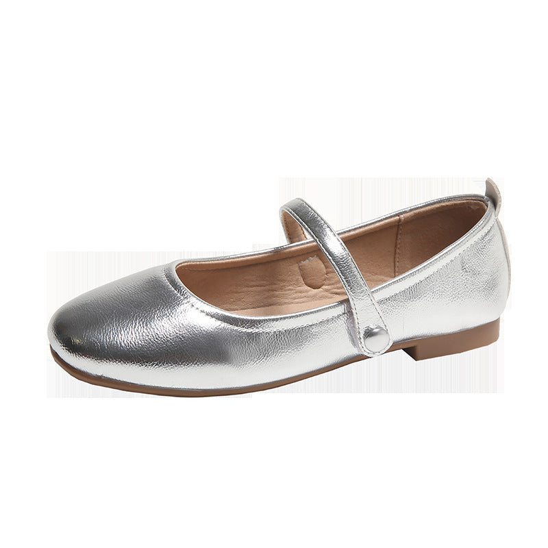 Damen Ballerina-Schuhe mit elegantem Riemen und schimmerndem Obermaterial Drune