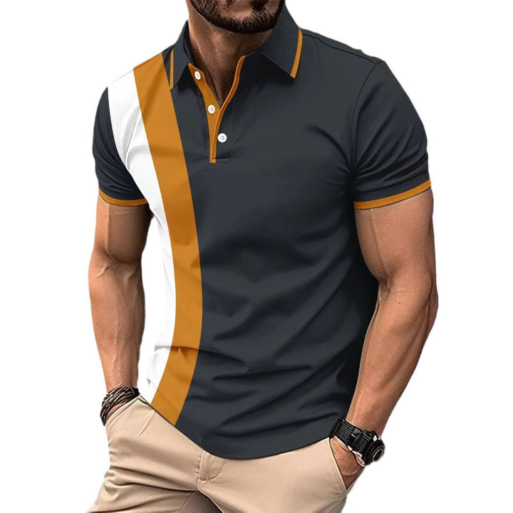 Herren kurzärmeliges Poloshirt mit modernen Farbblocks und atmungsaktivem Material Drune