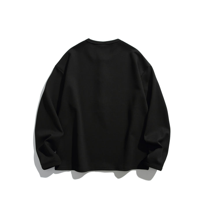 Unisex Waffelstrick-Henleyshirt mit Knopfleiste und Rundhalsausschnitt Drune