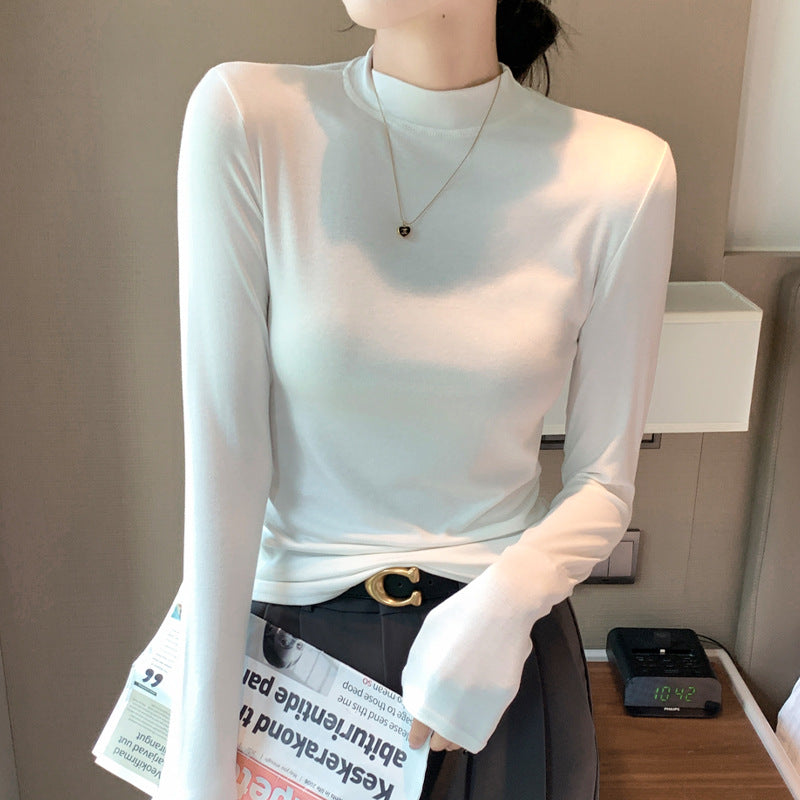 Damen Elegantes Langarmshirt mit hochgeschlossenem Ausschnitt Drune