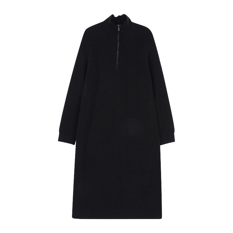 Damen Strickkleid mit hochständigem Kragen und Reißverschluss Drune