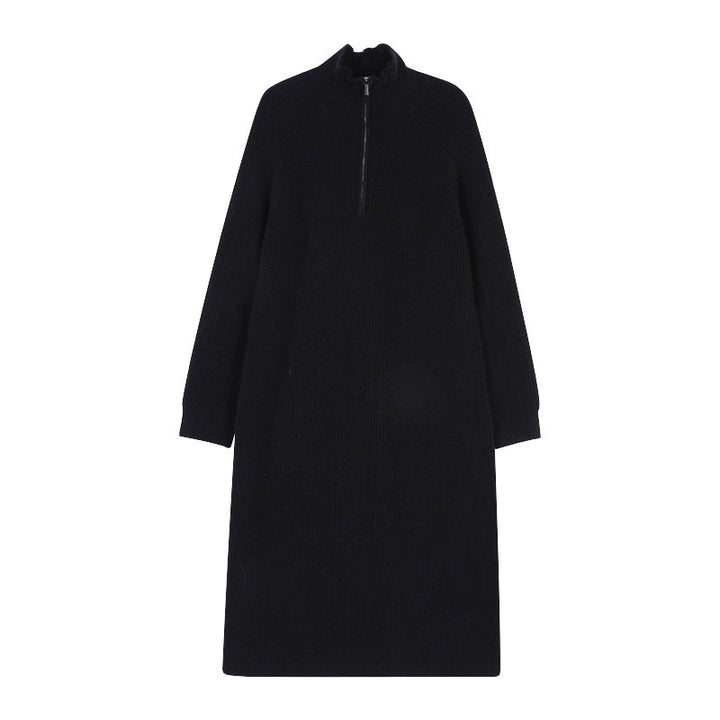 Damen Strickkleid mit hochständigem Kragen und Reißverschluss Drune