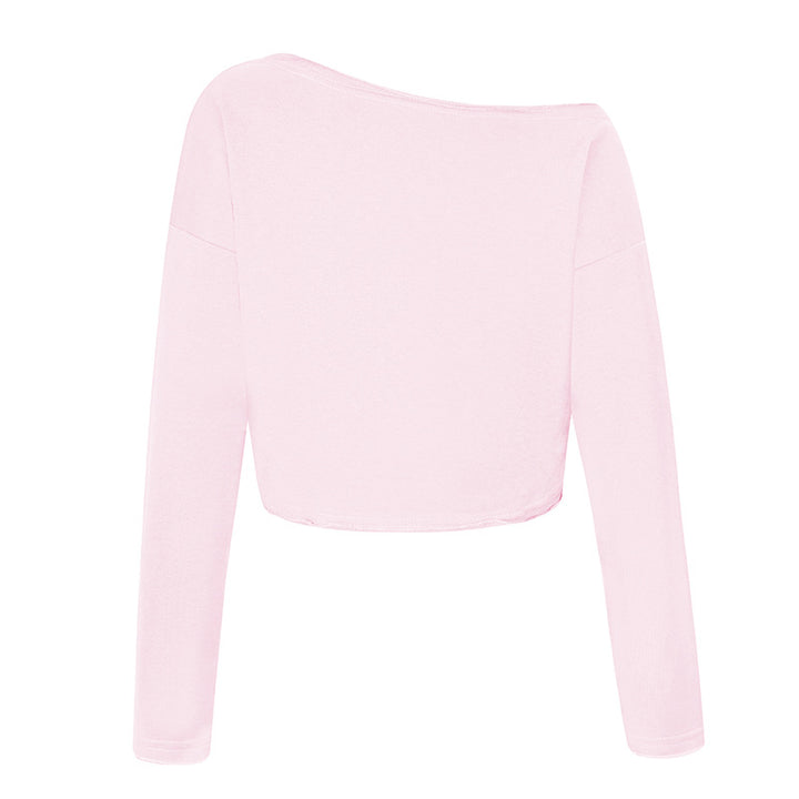 Damen Cropped Langarmshirt mit weitem Boot-Ausschnitt und dropped-shoulder Drune