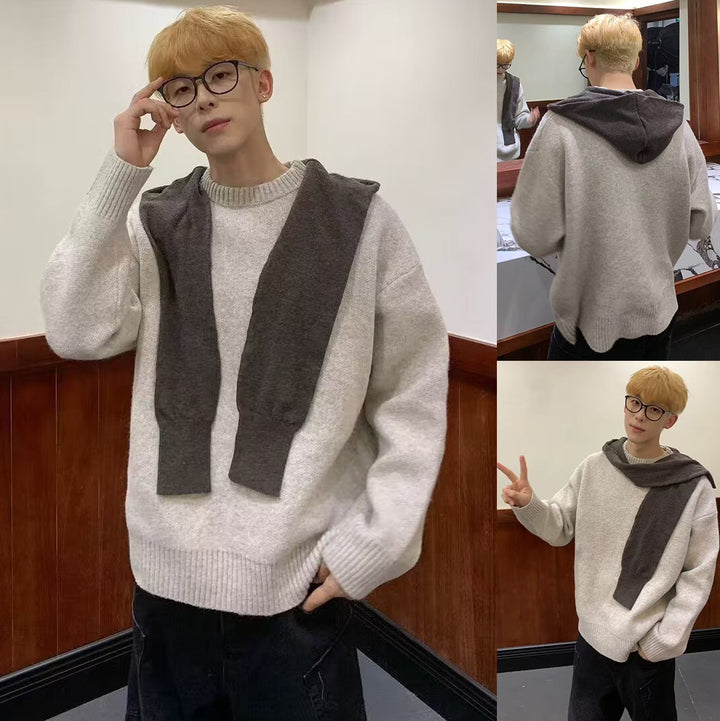 Damen Modischer Grobstrickpullover mit Kragen Drune