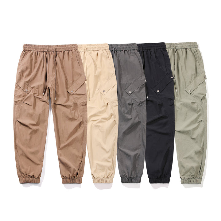 Herren utilitarische Cargo-Joggerhose mit Tunnelzugbund, Mehrfachtaschen und elastischem Knöchelabschluss Drune