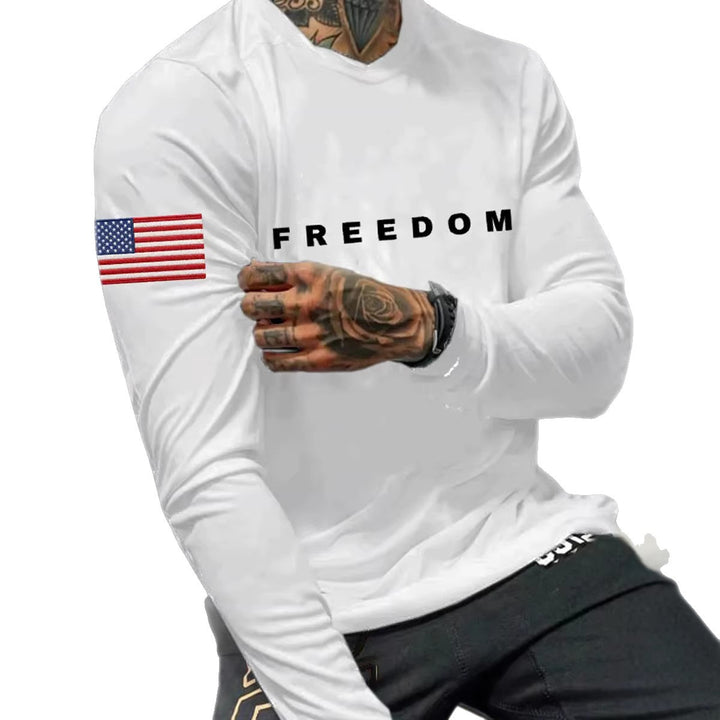 Herren Langarmshirt mit amerikanischem Flaggenmotiv Drune