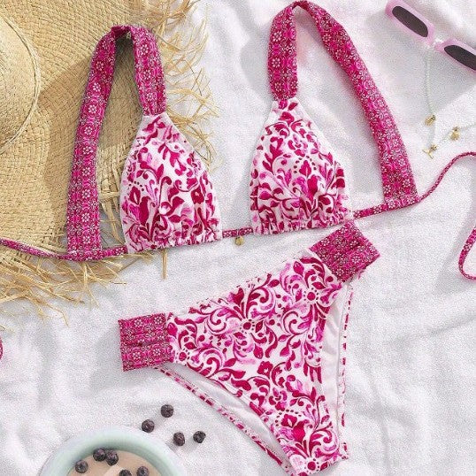 Damen Bikini mit dekorativen Rüschen und elegantem Muster Drune