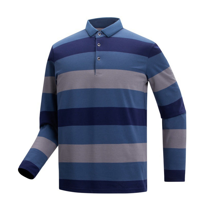 Herren Langarm-Polo-Shirt mit Streifen Drune