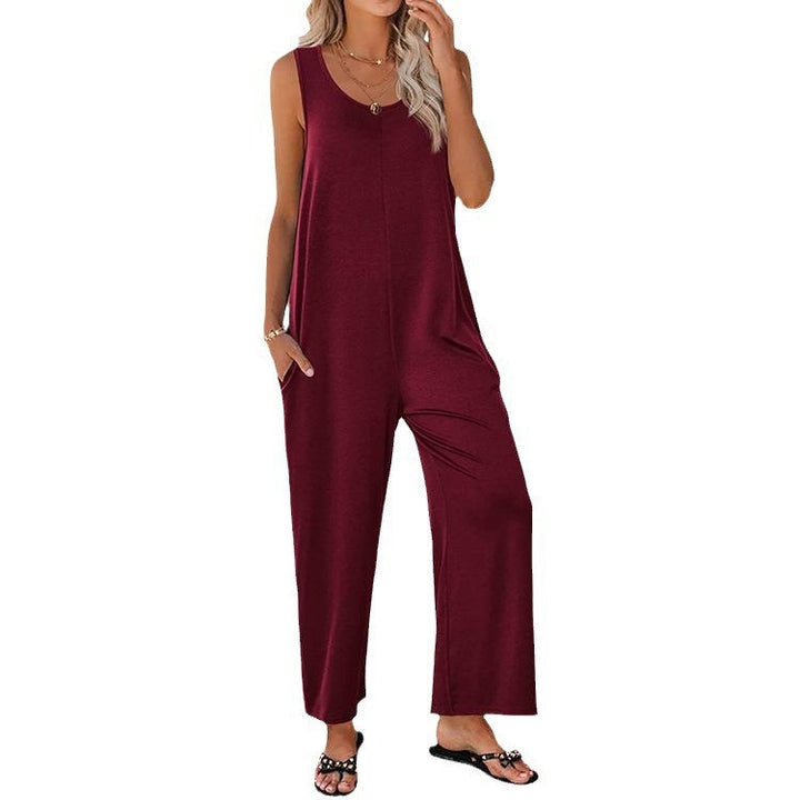 Damen lässiger Jumpsuit mit praktischen Taschen und weit geschnittenem Bein Drune