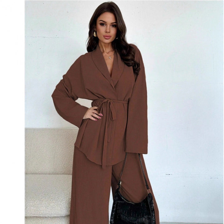 Damen Eleganter Wickel-Jumpsuit mit weitem Palazzo-Bein Drune