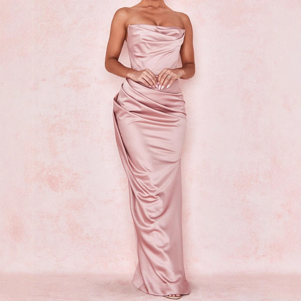 Damen nan trägerloses Abendkleid mit Drapiertem Bustier und schlanker Säulensilhouette Drune