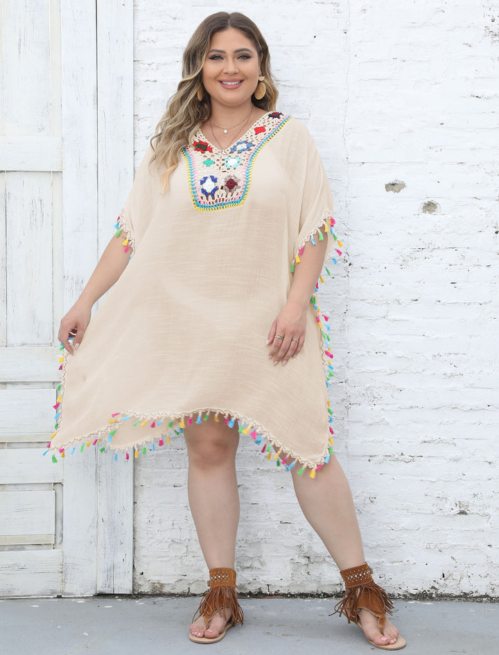 Damen Strandtunika mit fransigen Details Drune